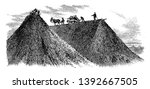 Mining dump Missouri used to dump waste material vintage line drawing.