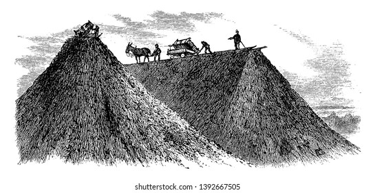 Mining dump Missouri used to dump waste material vintage line drawing.