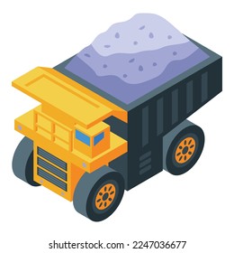 Mining dump truck icon isometric vector. Gold mine. Dig work