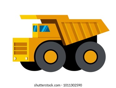 Mining dump truck minimalistic icon isolated. Construction equipment isolated vector. Heavy equipment vehicle. Color icon illustration on white background.