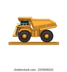 Mining Dump Truck In Side View Cartoon Illustration Vector