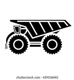 Mining dump truck tipper big heavy car flat design vector icon