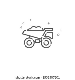 Mining dumper simple vector line icon. Symbol, pictogram, sign. Light background. Editable stroke