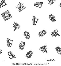 mining engineer geology vector seamless pattern thin line illustration