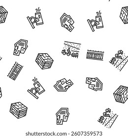 mining engineer geology vector seamless pattern thin line illustration