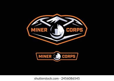 mining engineering with mountain and auger logo design for mining industry company business