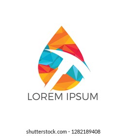 Mining Engineering Solution Logo Design.Oil drop, mine tool vector logo design.