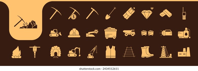 Mining Equipment Flat Icon Collection Design Vektor