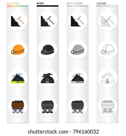 Mining, equipment, tools and other web icon in cartoon style.Fossil, ecology, industry, icons in set collection.