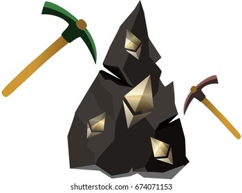 Mining ethereum crypto currency online from rocks with pickax.