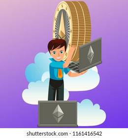 Mining farm of Ethereum crypto currency poster