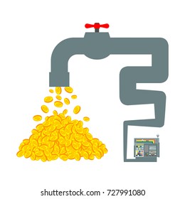 Mining farm. Extraction of Cryptocurrency. Stand gpu. Technology for obtaining bitcoin and etherium. data center. Vector illustration