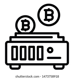 Mining farm icon. Outline mining farm vector icon for web design isolated on white background