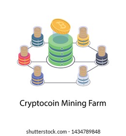 
Mining farm in isometric illustration design
