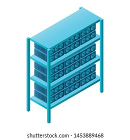 Mining farm rack icon. Isometric of mining farm rack vector icon for web design isolated on white background