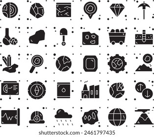 Mining fill icon set vector art illustration stock