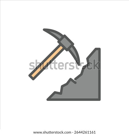Mining filled outline icon. Mining Axe color line illustration.