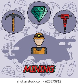 Mining flat concept icon