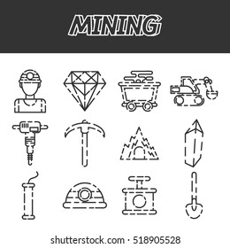 Mining flat icon set
