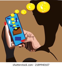 Mining gold coins by using a cellphone

