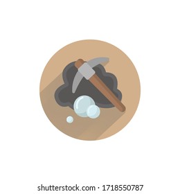 Mining Hammer colorful flat icon with long shadow. Mining flat icon