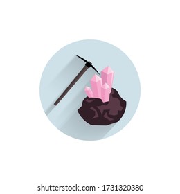 Mining Hammer colorful flat icon with long shadow. gem mining flat icon