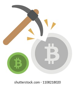 Mining hammer hitting digital currency a symbol of bitcoin mining
