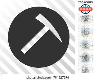 Mining Hammer icon with 7 hundred bonus bitcoin mining and blockchain icons. Vector illustration style is flat iconic symbols design for crypto-currency software.