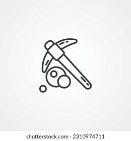 icono de línea de martillo de minería de datos. icono de contorno de martillo
