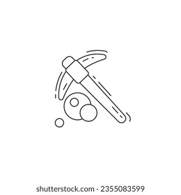 icono de línea de martillo de minería de datos. icono de línea delgada de martillo
