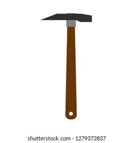 Mining hammer power work sign vector icon. Pickaxe heavy climber factory money. Underground gold truck industry