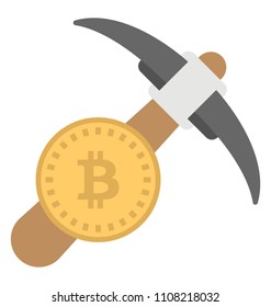 Mining hammer stamped with digital currency symbol showing bitcoin mining  
