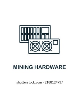 Mining Hardware Symbol. Einfarbiges einfaches Kryptowährungssymbol für Vorlagen, Webdesign und Infografiken