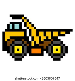 Mining heavy equipment dump truck with pixel art