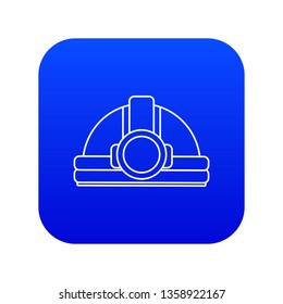 Mining helmet icon blue vector isolated on white background