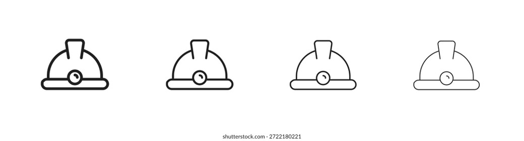 Icono de casco de minería esboza la tendencia de las versiones simples modernas
