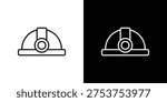 Mining Helmet icons. Editable Stroke. logotype design concept