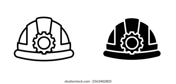 Mining Helmet icons in outline and fill. vector illustration for ui.