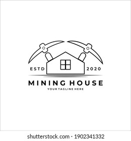 Mining House Line Art Minimalist Vintage Stock Vector (Royalty Free ...