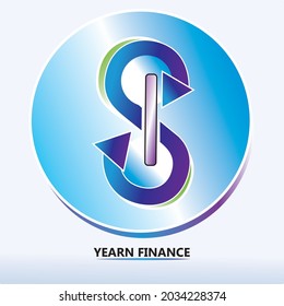 mining icon of crypto currency , conical shape from a combination of triangular shapes in purple and light blue, (3d shape, yearn finance symbol), Central Java, Indonesia, August 2021