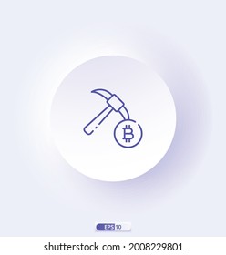 Mining icon with cryptocurrency collection. Icons are designed in full color, outline, flat, glyphs, and lines.   Works for web, mobile, UI, and more. Vector illustration.