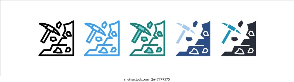 Mining Icon In Different Style Vector