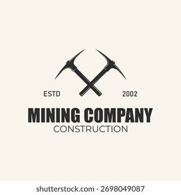 Ilustración vectorial de diseño de logotipo de arte de línea de icono de minería