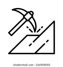 Mining Icon. Line Art Style Design Isolated On White Background
