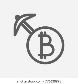 Mining icon line symbol. Isolated vector illustration of pickax sign concept for your web site mobile app logo UI design.