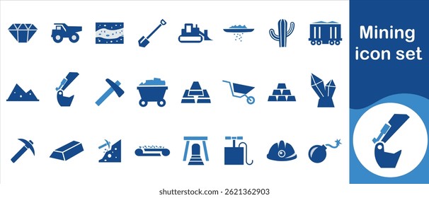 Mining icon set, collection, engineering, mining, intelligence, cryptocurrency, market, system, background, binary, internet, trading, consulting, data mining, concept and more