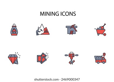 Mining icon set.vector.Editable stroke.linear style sign for use web design,logo.Symbol illustration.