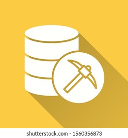 Mining icon. Simple illustration with long shadow isolated for graphic and web design.