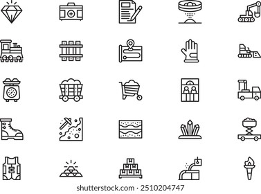 Mining icons collection is a vector illustration with editable stroke.