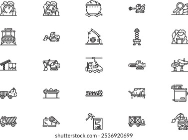 Mining icons collection is a vector illustration with editable stroke.